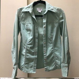 Turquoise corduroy shirt jacket